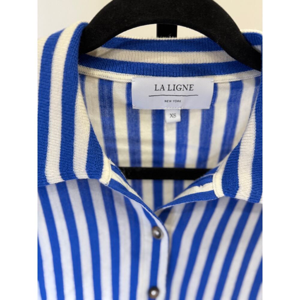 La Ligne - Womens Blue Stripe collared sweater - XS - Picture 3 of 7